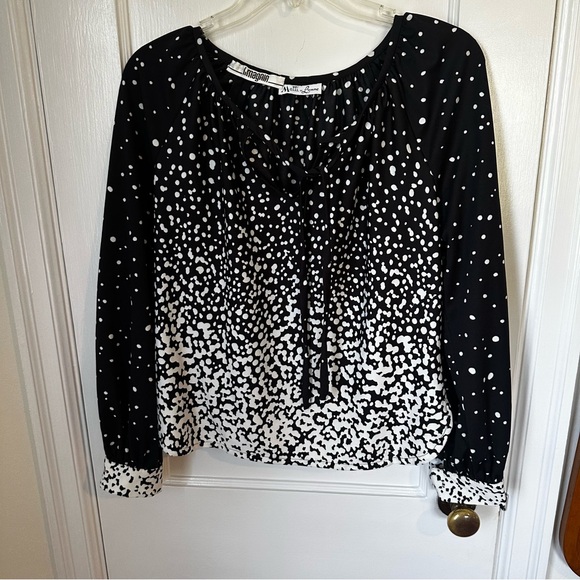 I Magnin Tops - Vintage I Magnin Chic Black and White Speckled Blouse